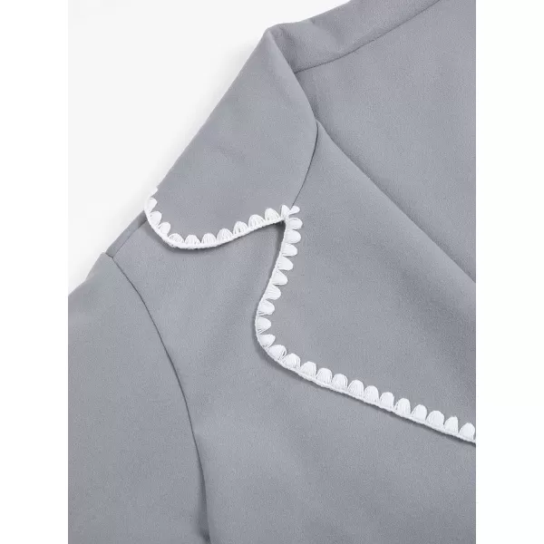 CHARTOU Women's Embroidered Wool Blend Coat Lapel Collar Open Front Overcoat Winter Trench Coat