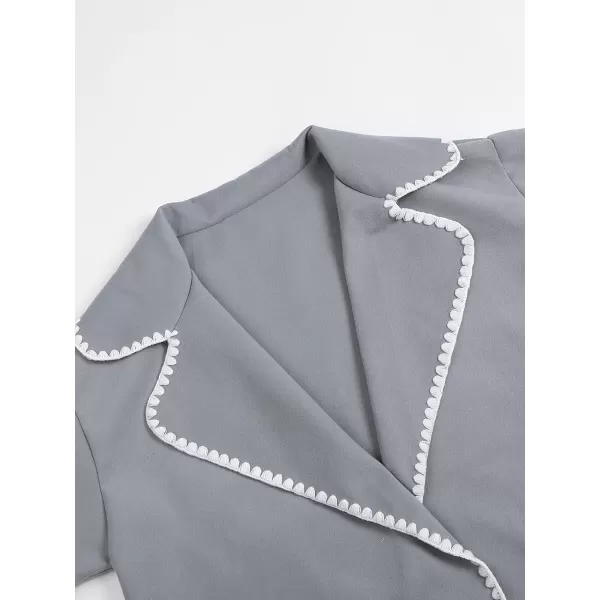 CHARTOU Women's Embroidered Wool Blend Coat Lapel Collar Open Front Overcoat Winter Trench Coat