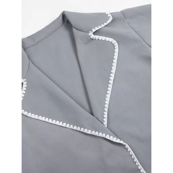 CHARTOU Women's Embroidered Wool Blend Coat Lapel Collar Open Front Overcoat Winter Trench Coat