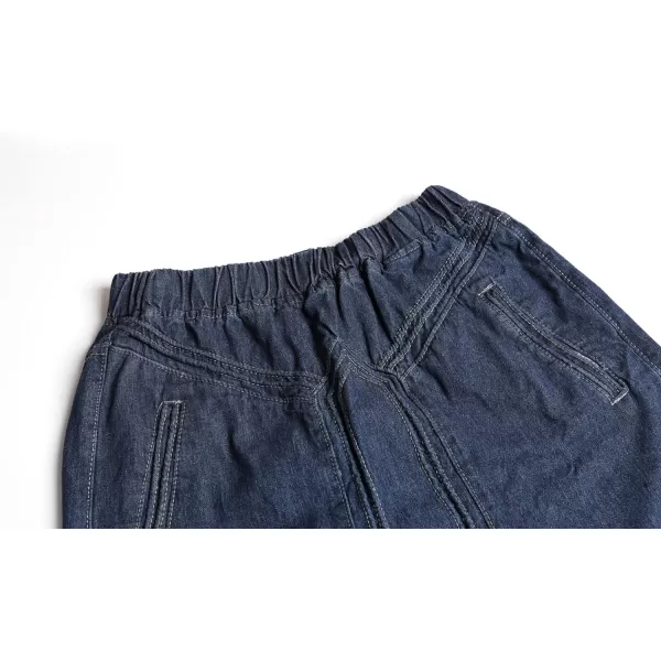 CHARTOU Women's Retro Elastic High Waist Frayed A-Line Maxi Denim Skirt with Pockets
