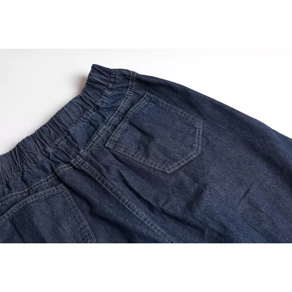 CHARTOU Women's Retro Elastic High Waist Frayed A-Line Maxi Denim Skirt with Pockets