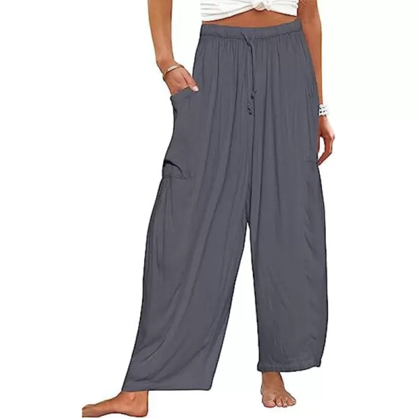 CHARTOU Boho Wide Leg Palazzo Pants for Women Casual Drawstring Pants Beach Flowy Summer Pants Gauze Lounge