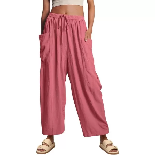 CHARTOU Boho Wide Leg Palazzo Pants for Women Casual Drawstring Pants Beach Flowy Summer Pants Gauze Lounge