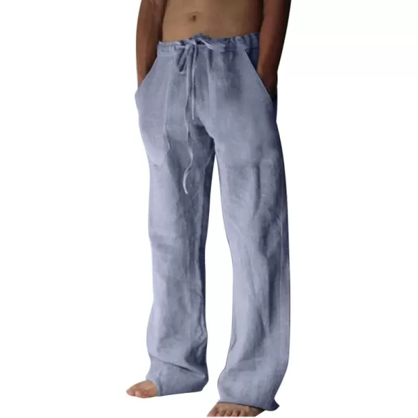 CHARTOU Men Casual Drawstring Cotton Linen Pants Beach Yoga Wide Leg Lounge Pants Palazzo Trousers Elastic Waist Loose Slacks