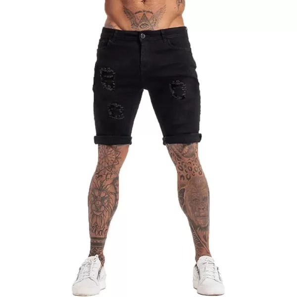 CHARTOU Men's Summer Mid-Rise Distressed Roll Up Cuffed Knee Length Denim Shorts