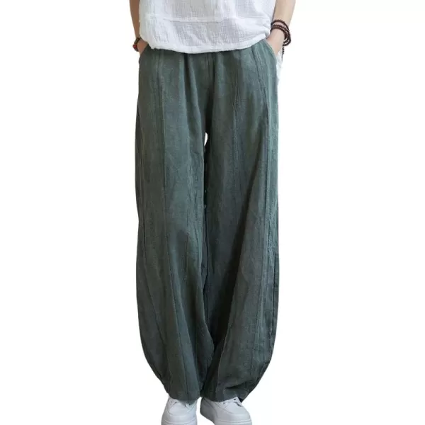 CHARTOU Vintage Cotton Linen Pants Women Wide Leg Pants Palazzo Pants Summer Lantern Beach Pants