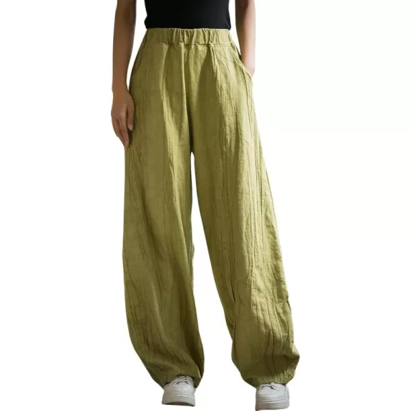 CHARTOU Vintage Cotton Linen Pants Women Wide Leg Pants Palazzo Pants Summer Lantern Beach Pants