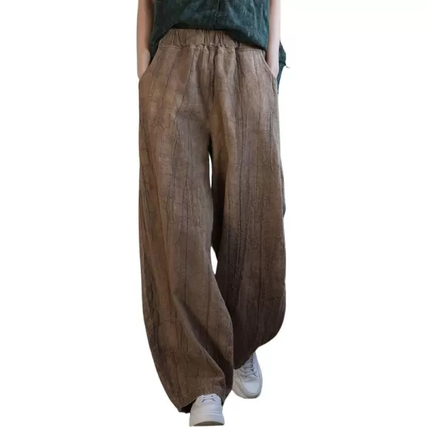 CHARTOU Vintage Cotton Linen Pants Women Wide Leg Pants Palazzo Pants Summer Lantern Beach Pants
