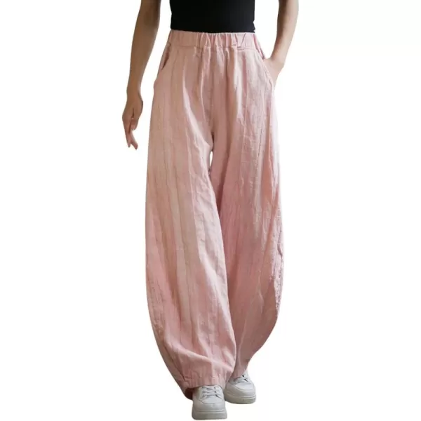 CHARTOU Vintage Cotton Linen Pants Women Wide Leg Pants Palazzo Pants Summer Lantern Beach Pants