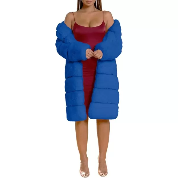 CHARTOU Women Winter Furry Faux Fur Coat Long Puffer Jacket Long Sleeve Open Front Cardigan Overcoat