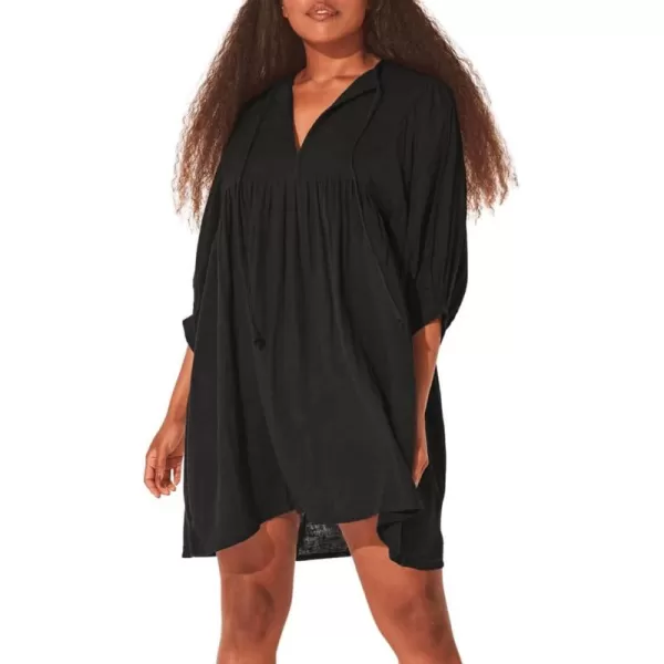 CHARTOU Women's Babydoll Dress V-Neck Elbow Sleeve Flared A-Line Loose Tunic Dress