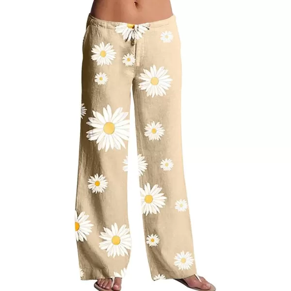 CHARTOU Women's Drawstring Waist Floral Print Wide Leg Loose Fit Palazzo Beach Pants