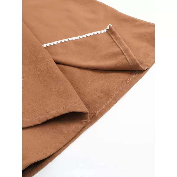 CHARTOU Womens Embroidered Wool Blend Coat Lapel Collar Open Front Overcoat Winter Trench CoatKhaki