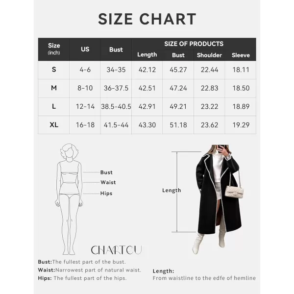 CHARTOU Womens Embroidered Wool Blend Coat Lapel Collar Open Front Overcoat Winter Trench CoatKhaki