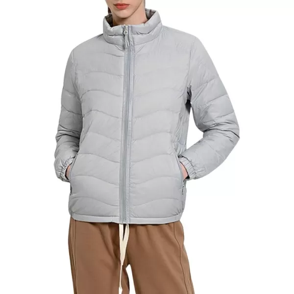 CHARTOU Women Puffer Jacket Lightweight Winter Coat Casual Full Zip Down Jacket Parka Insulated Jacket OvercoatGrey