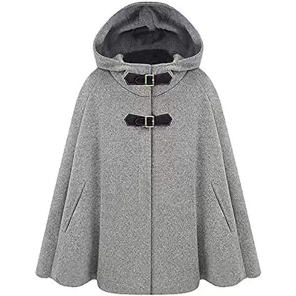 imageCHARTOU Womens Cute BatwingSleeve Hooded Wool Baggy Poncho Cape Cardigans OutwearHgrey