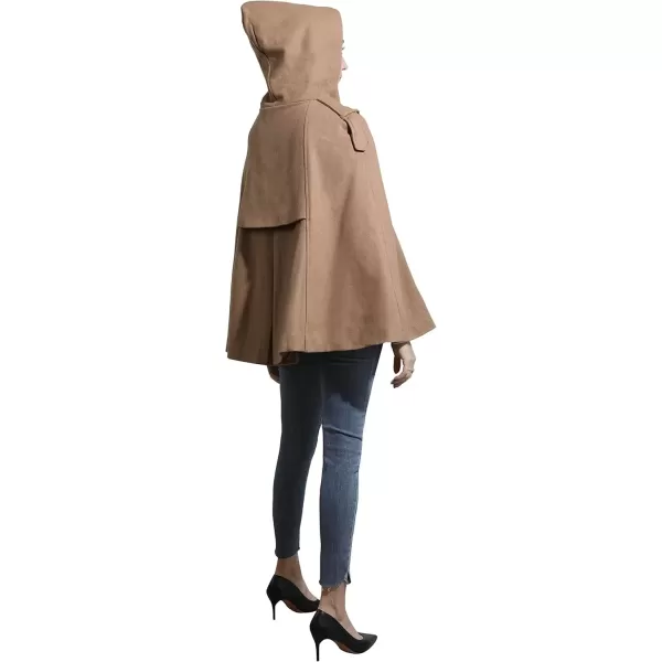 imageCHARTOU Womens Cute BatwingSleeve Hooded Wool Baggy Poncho Cape Cardigans OutwearKhaki