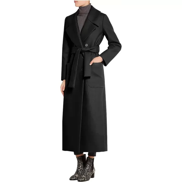 imageCHARTOU Womens Elegant Lapel Collar Double Breasted Regular Wool Blend Overcoat Coat BeltBlack