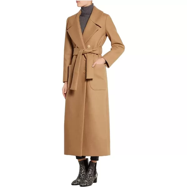 imageCHARTOU Womens Elegant Lapel Collar Double Breasted Regular Wool Blend Overcoat Coat BeltCamel