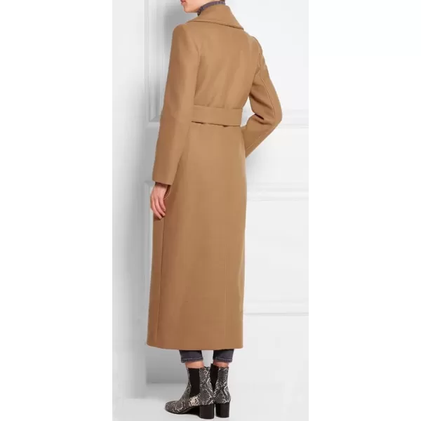 imageCHARTOU Womens Elegant Lapel Collar Double Breasted Regular Wool Blend Overcoat Coat BeltCamel
