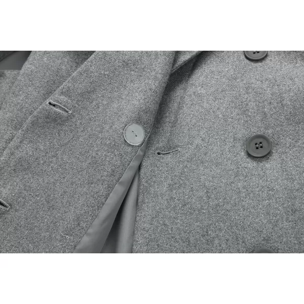 imageCHARTOU Womens Elegant Lapel Collar Double Breasted Regular Wool Blend Overcoat Coat BeltGrey