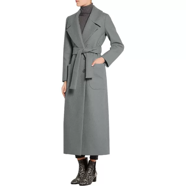 imageCHARTOU Womens Elegant Lapel Collar Double Breasted Regular Wool Blend Overcoat Coat BeltGrey