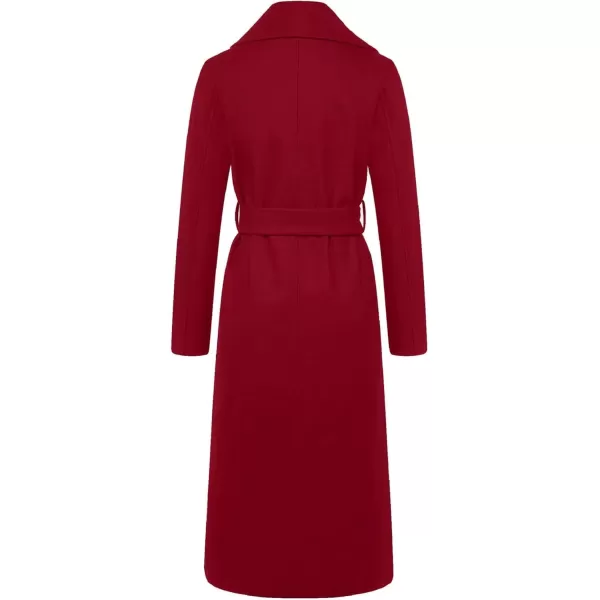 imageCHARTOU Womens Elegant Lapel Collar Double Breasted Regular Wool Blend Overcoat Coat BeltRed