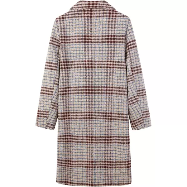 imageCHARTOU Womens Winter Oversize Lapel Collar Woolen Plaid Double Breasted Long Peacoat JacketKhaki