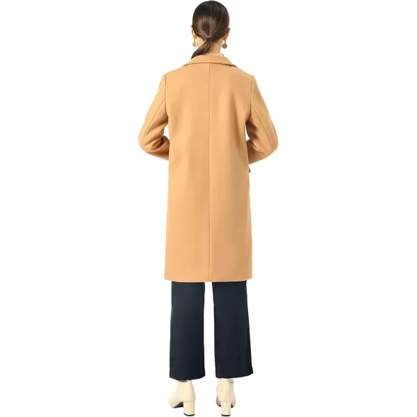 imageCHARTOU Womens Winter Oversize Lapel Collar Woolen Plaid Double Breasted Long Peacoat JacketScamel