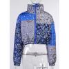 imageCHARTOU Womens Cute Stand Collar Paisley Quilted Puffer Crop Down Alternative Jacket CoatBlue
