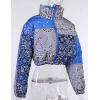 imageCHARTOU Womens Cute Stand Collar Paisley Quilted Puffer Crop Down Alternative Jacket CoatBlue