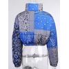 imageCHARTOU Womens Cute Stand Collar Paisley Quilted Puffer Crop Down Alternative Jacket CoatBlue
