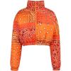 imageCHARTOU Womens Cute Stand Collar Paisley Quilted Puffer Crop Down Alternative Jacket CoatOrange