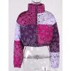 imageCHARTOU Womens Cute Stand Collar Paisley Quilted Puffer Crop Down Alternative Jacket CoatPurple