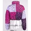 imageCHARTOU Womens Cute Stand Collar Paisley Quilted Puffer Crop Down Alternative Jacket CoatPurple