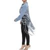 imageCHARTOU Womens Dressy Button Down Fringed Back Knotted Cropped Denim JacketBlue