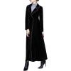 imageCHARTOU Womens Elegant Velvet One Button Maxi Trench Coat Pocket Party OvercoatBlack