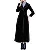 imageCHARTOU Womens Elegant Velvet One Button Maxi Trench Coat Pocket Party OvercoatBlack