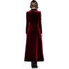 imageCHARTOU Womens Elegant Velvet One Button Maxi Trench Coat Pocket Party OvercoatBurgundy