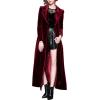 imageCHARTOU Womens Elegant Velvet One Button Maxi Trench Coat Pocket Party OvercoatBurgundy