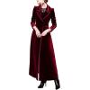 imageCHARTOU Womens Elegant Velvet One Button Maxi Trench Coat Pocket Party OvercoatBurgundy