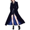 imageCHARTOU Womens Elegant Velvet One Button Maxi Trench Coat Pocket Party OvercoatNavy