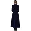 imageCHARTOU Womens Elegant Velvet One Button Maxi Trench Coat Pocket Party OvercoatNavy