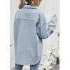 imageCHARTOU Womens Loose Turn Down Lapel Single Breasted Short Pea Coat JacketBlue