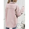 imageCHARTOU Womens Loose Turn Down Lapel Single Breasted Short Pea Coat JacketPink
