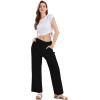imageCHARTOU Womens Summer Drawstring Waist Wide Leg Loose Cotton Linen Palazzo PantsBlack