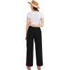 imageCHARTOU Womens Summer Drawstring Waist Wide Leg Loose Cotton Linen Palazzo PantsBlack