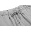 imageCHARTOU Womens Summer Drawstring Waist Wide Leg Loose Cotton Linen Palazzo PantsGrey