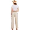 imageCHARTOU Womens Summer Drawstring Waist Wide Leg Loose Cotton Linen Palazzo PantsKhaki