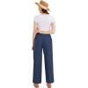 imageCHARTOU Womens Summer Drawstring Waist Wide Leg Loose Cotton Linen Palazzo PantsNavy